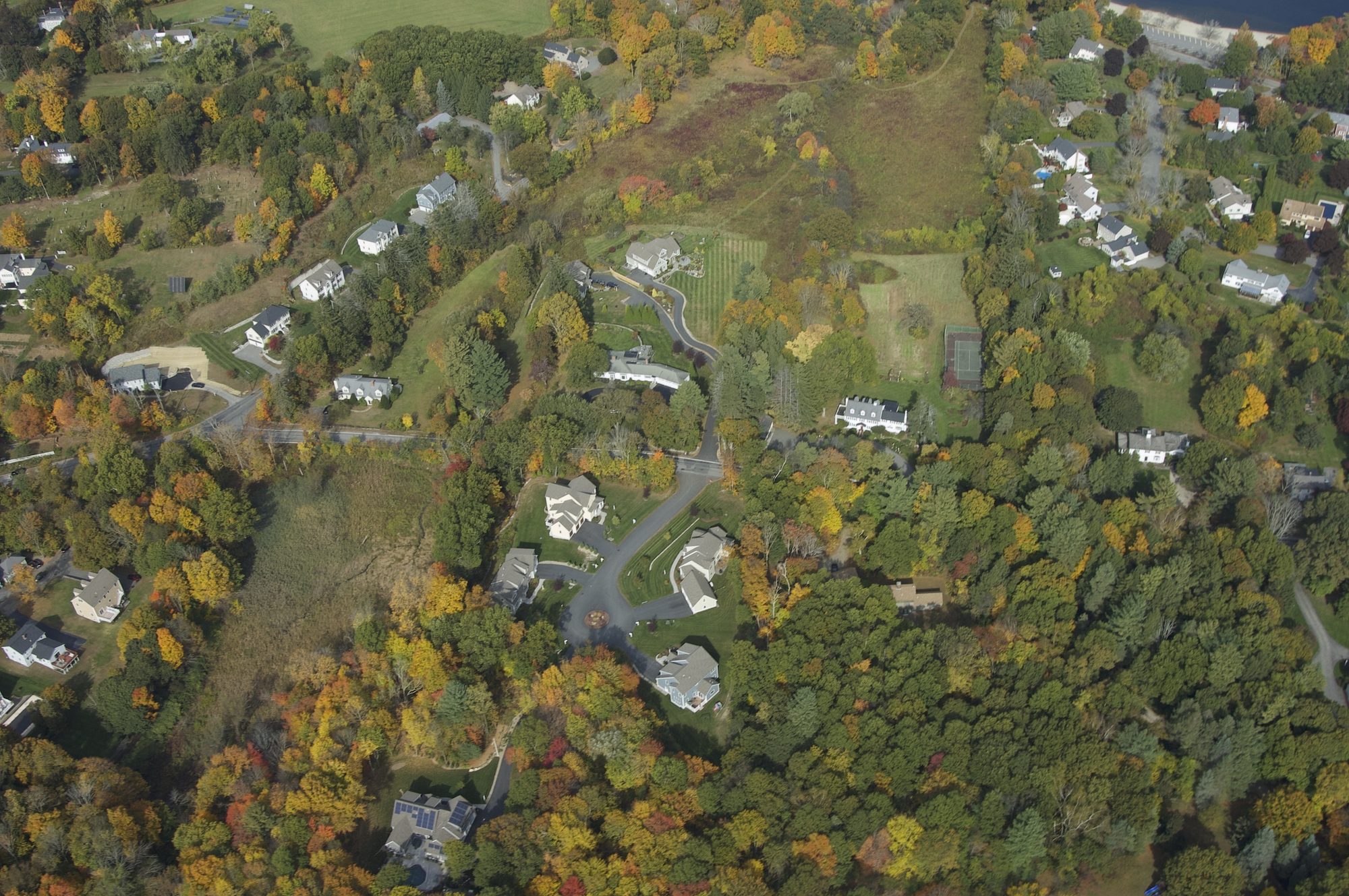 Aerial view of Great Lake Lane homes within the Olde Center neighborhood