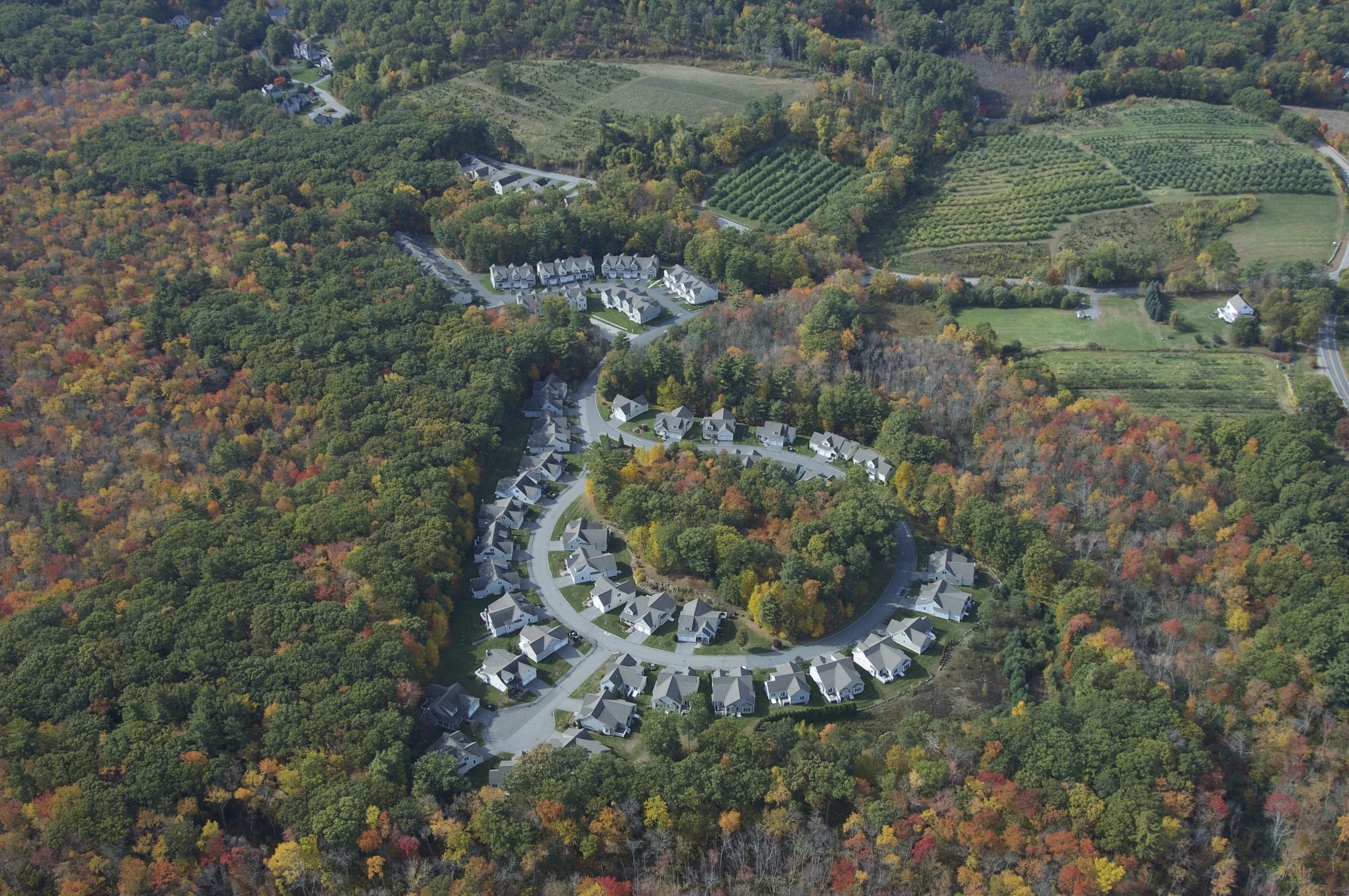 Aerial view of Meetinghouse Commons community
